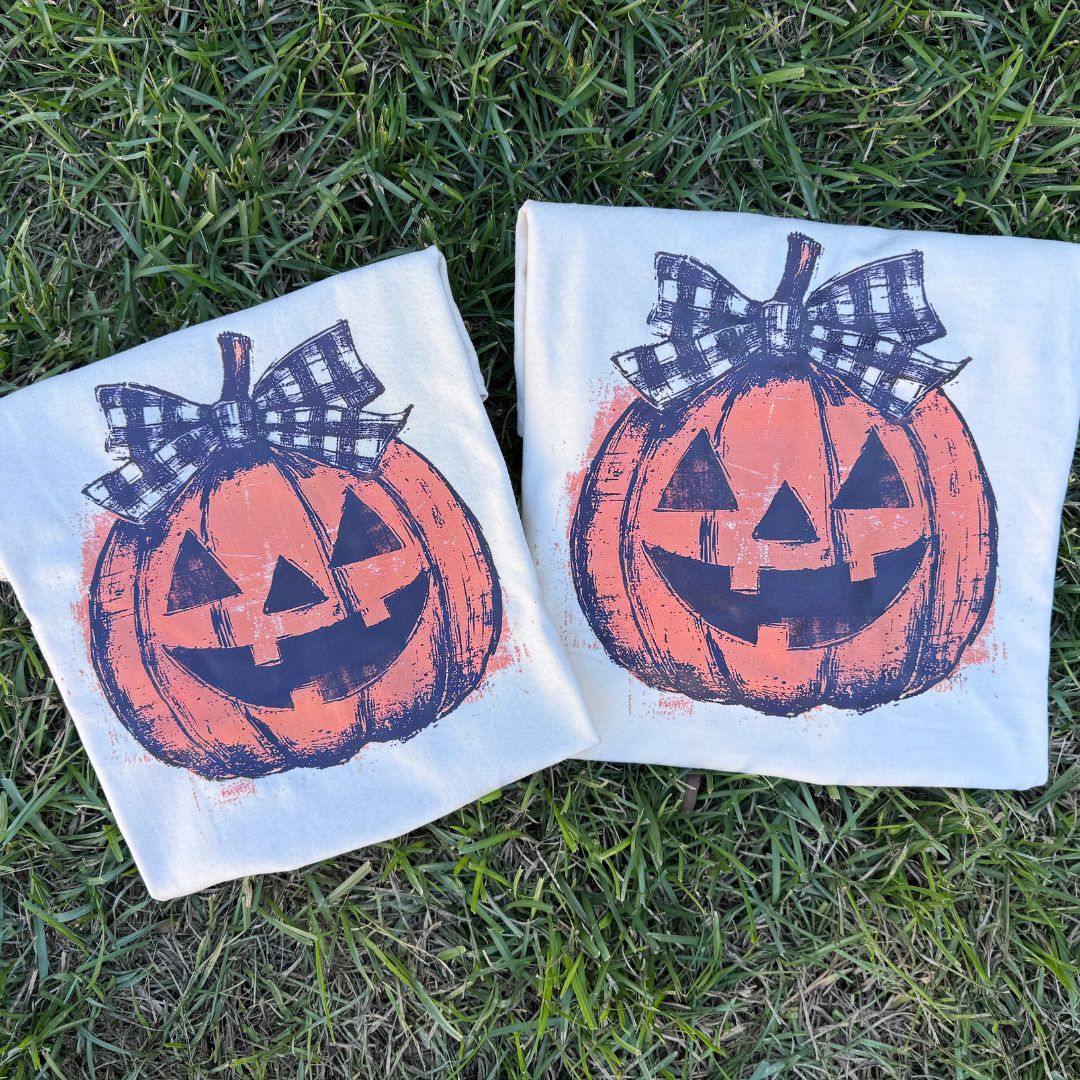 Checkered Bow Jack O' Lantern Shirt
