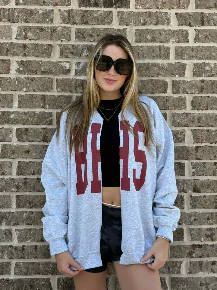 Varsity Split Sweatshirt Cardigan-BHS,CHS,LHS