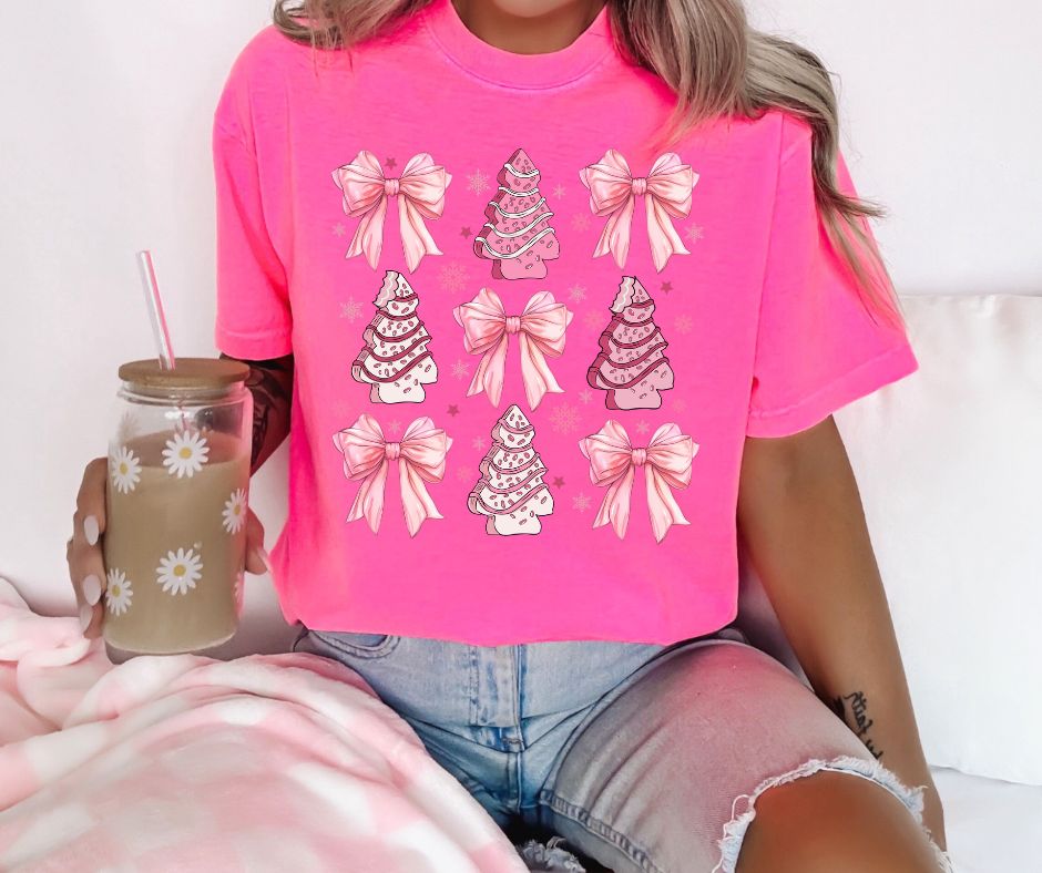 Pink Christmas Cake Bows Shirt