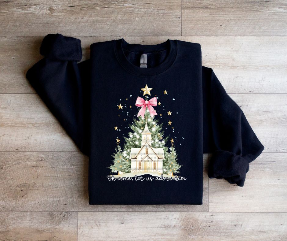Oh Come, Let us adore him Church Christmas Shirt