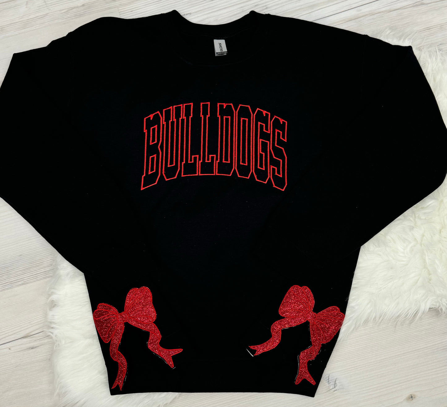 School Mascot & Bows Embroidered Pullover