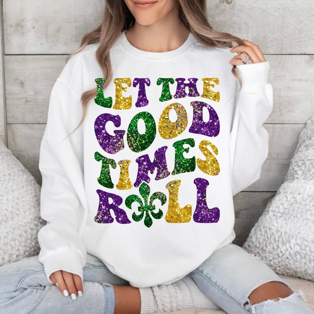Let The Good Times Roll Faux Glitter Shirt