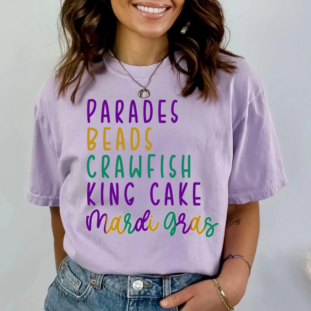Parades, Beads, Crawfish, King Cake, Mardi Gras Shirt