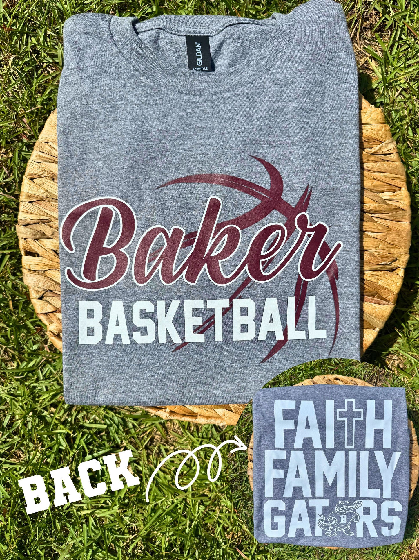 Adult & Youth Baker Gators Faith, Family, Gators Basketball Shirt