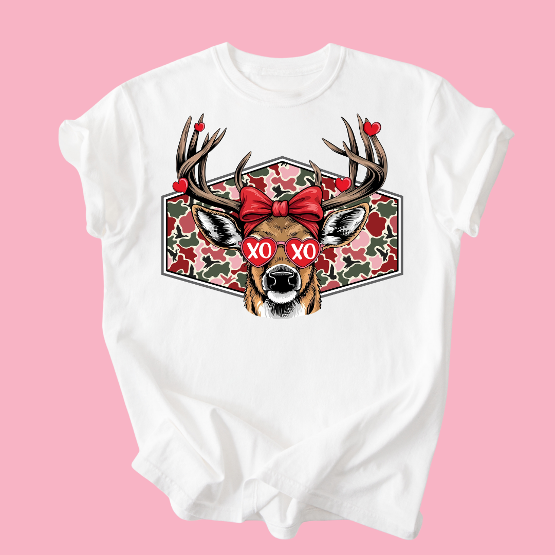 Valentine Deer With Bow Shirt