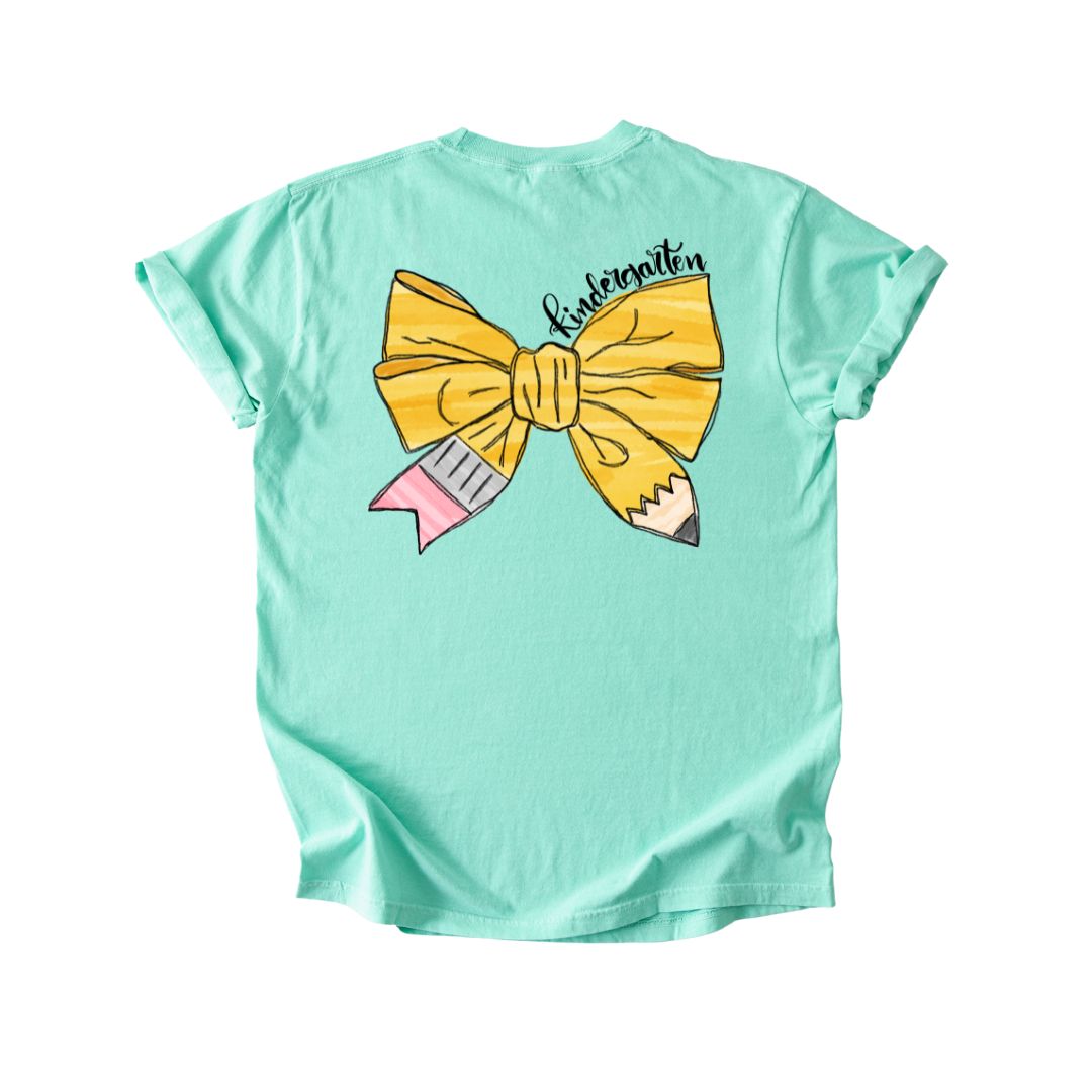Youth Monogram And Pencil Bow Shirt