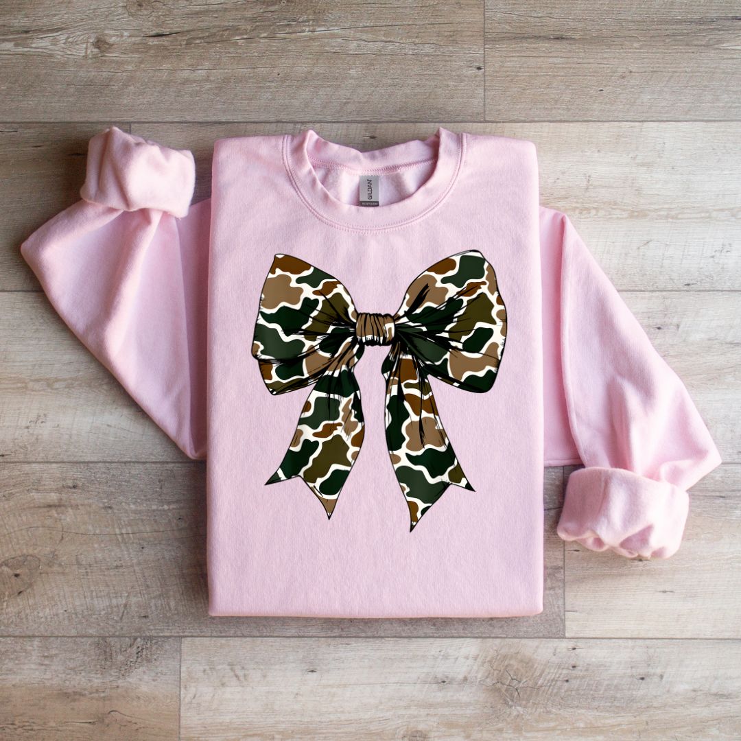 Adult Old School Camo Bow Tee & Sweatshirt