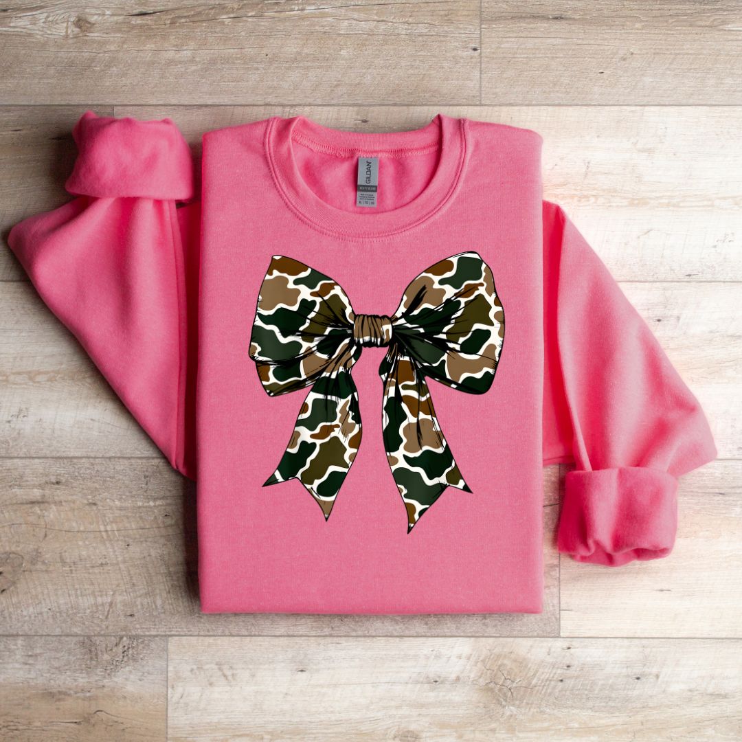 Adult Old School Camo Bow Tee & Sweatshirt