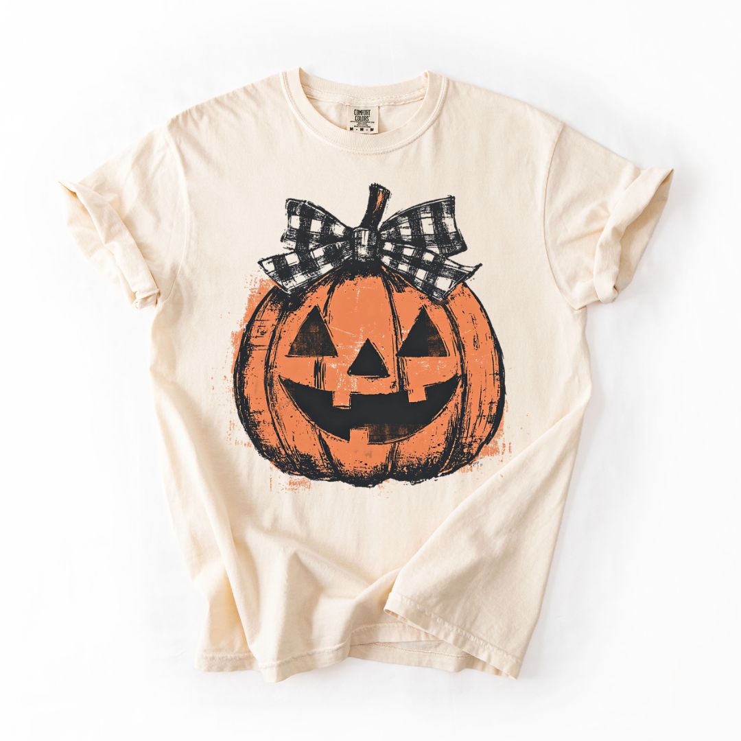 Checkered Bow Jack O' Lantern Shirt