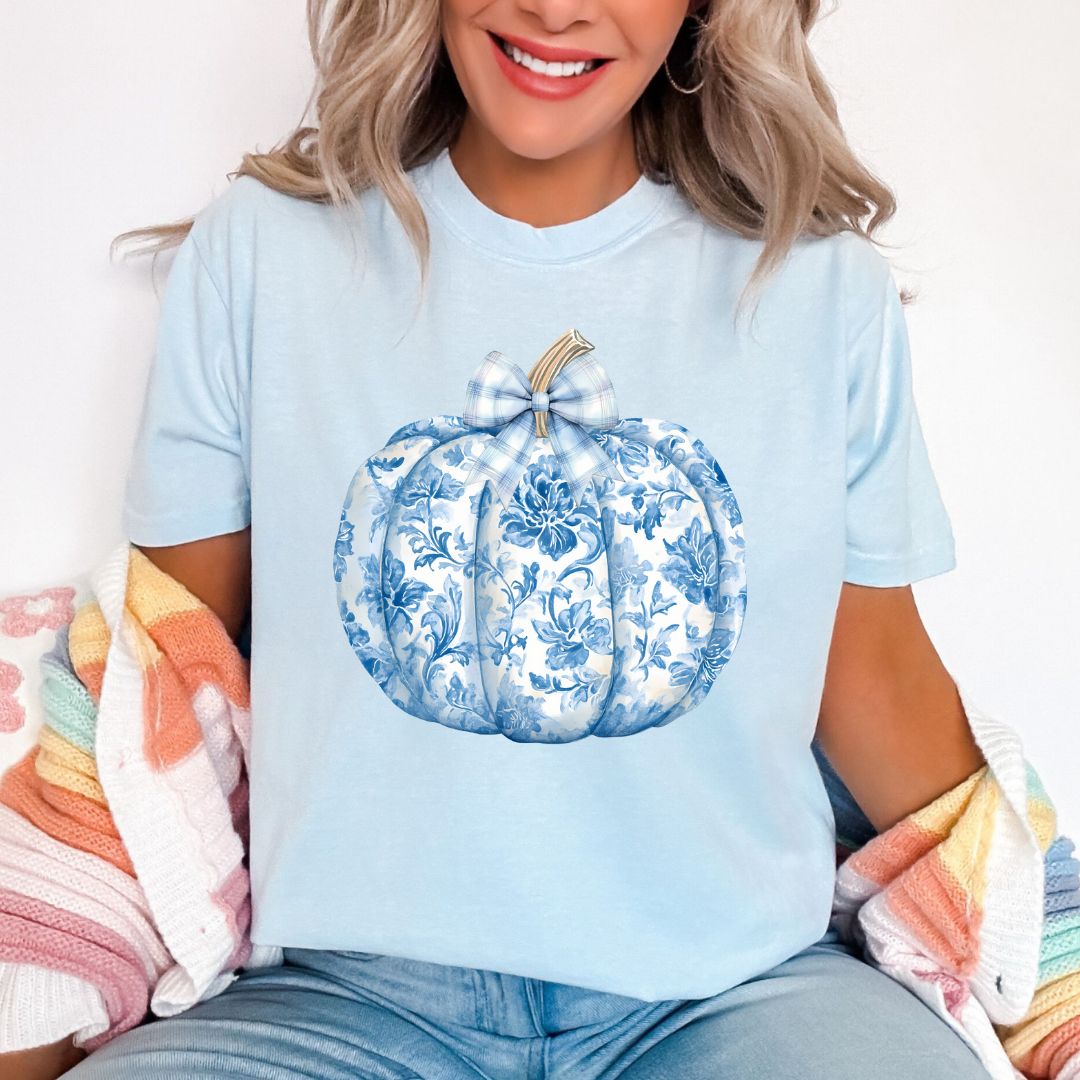 Blue Toile Pumpkin Shirt