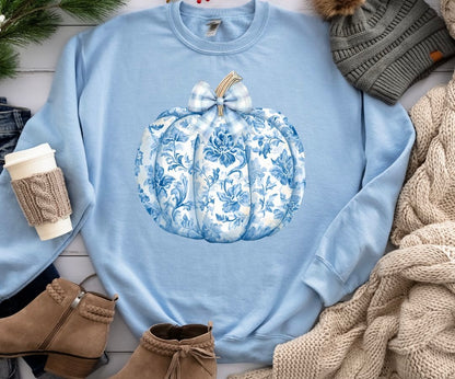 Blue Toile Pumpkin Shirt