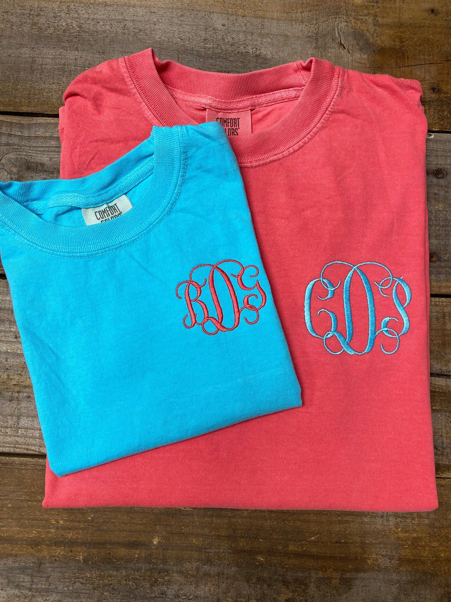 Embroidered Monogram Comfort Color Shirts Adult + Youth