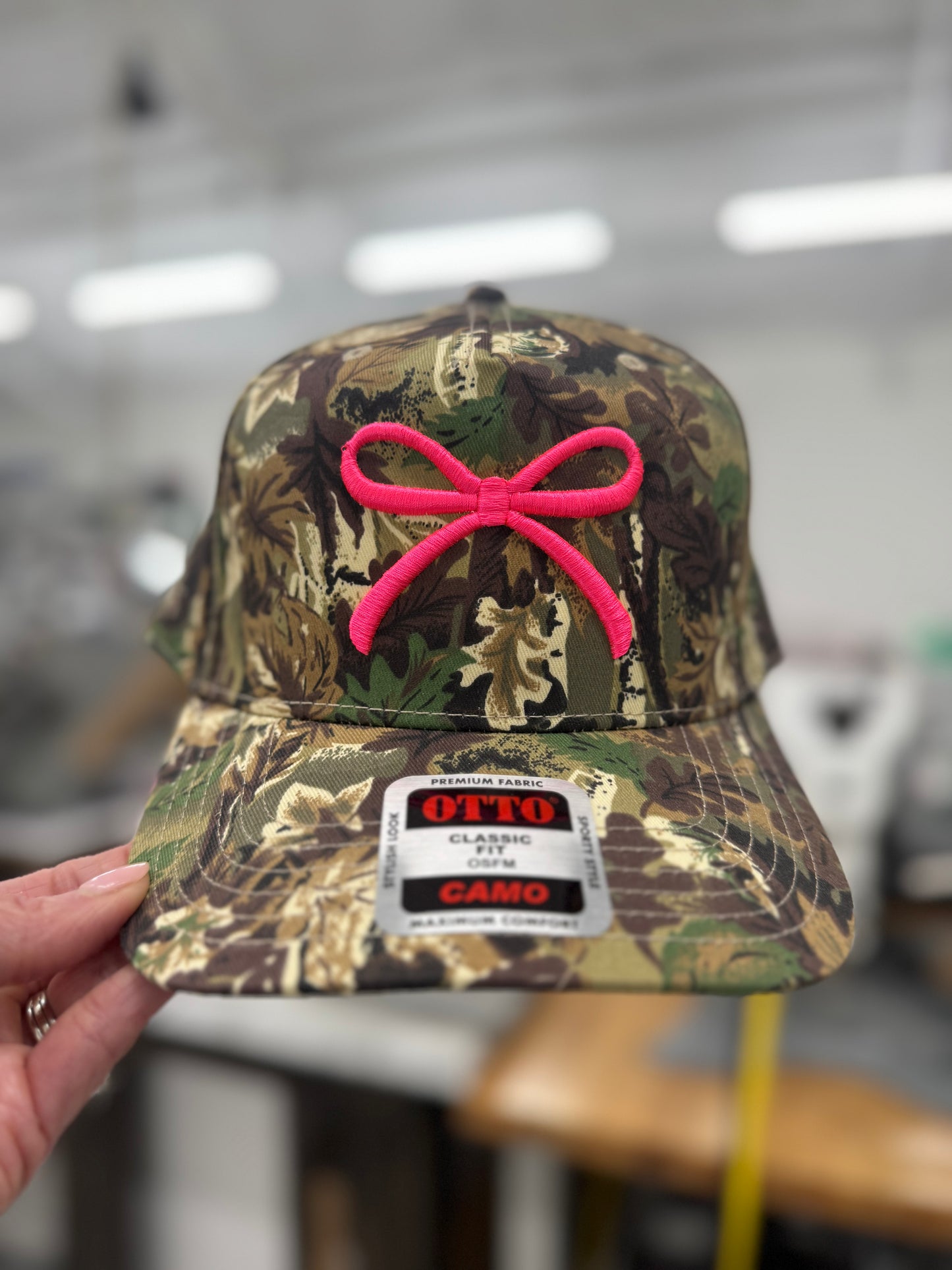 Neon Pink Embroidered Camo Hat