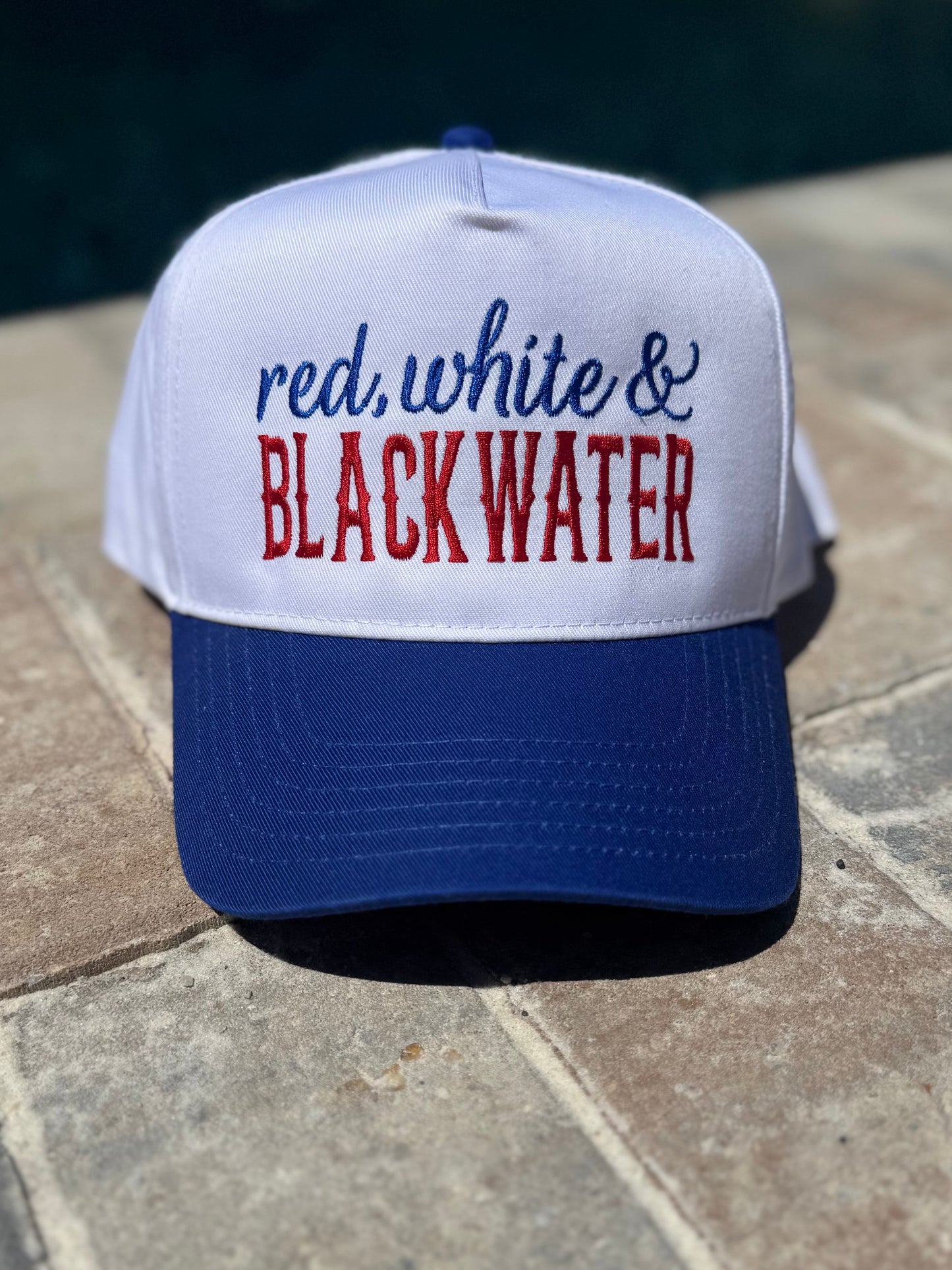 Red, White and Blackwater Embroidered Hats