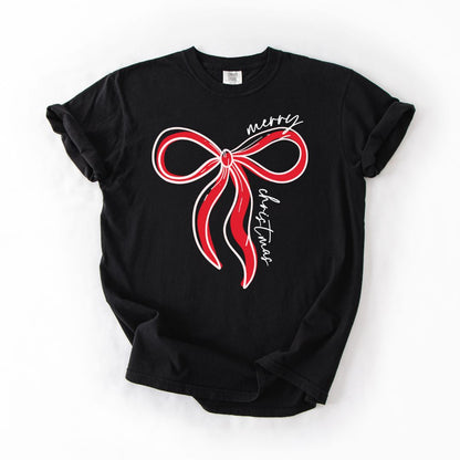 Adult Merry Christmas Bow-White