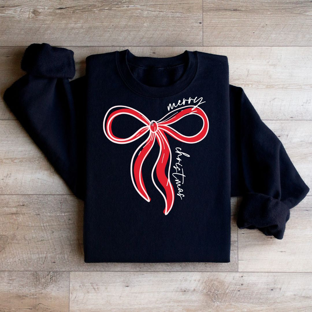 Adult Merry Christmas Bow-White