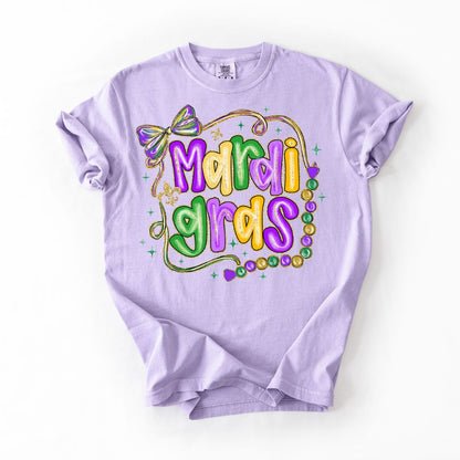 Mardi Gras Bow & Beads Shirt