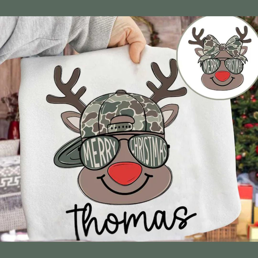 Personalized Christmas Reindeer Shirt