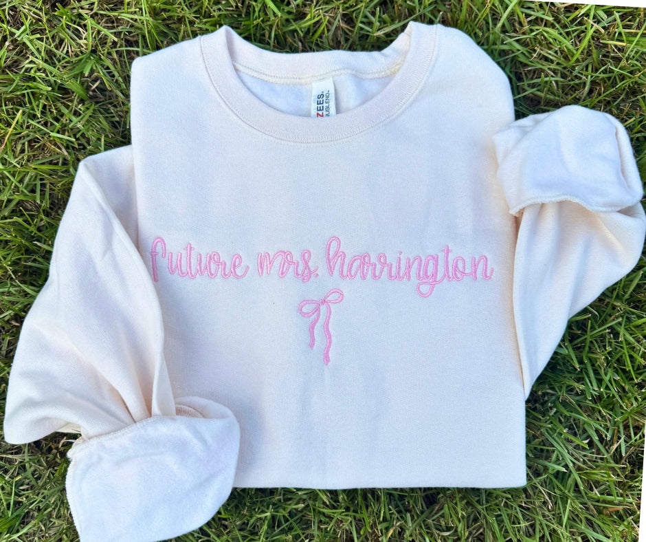 Embroidered Bow Future Mrs. Sweatshirt