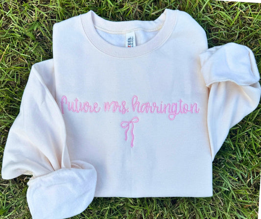 Embroidered Bow Future Mrs. Sweatshirt