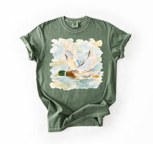 Watercolor Duck Tee or Crewneck