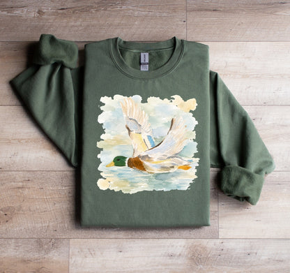 Watercolor Duck Tee or Crewneck