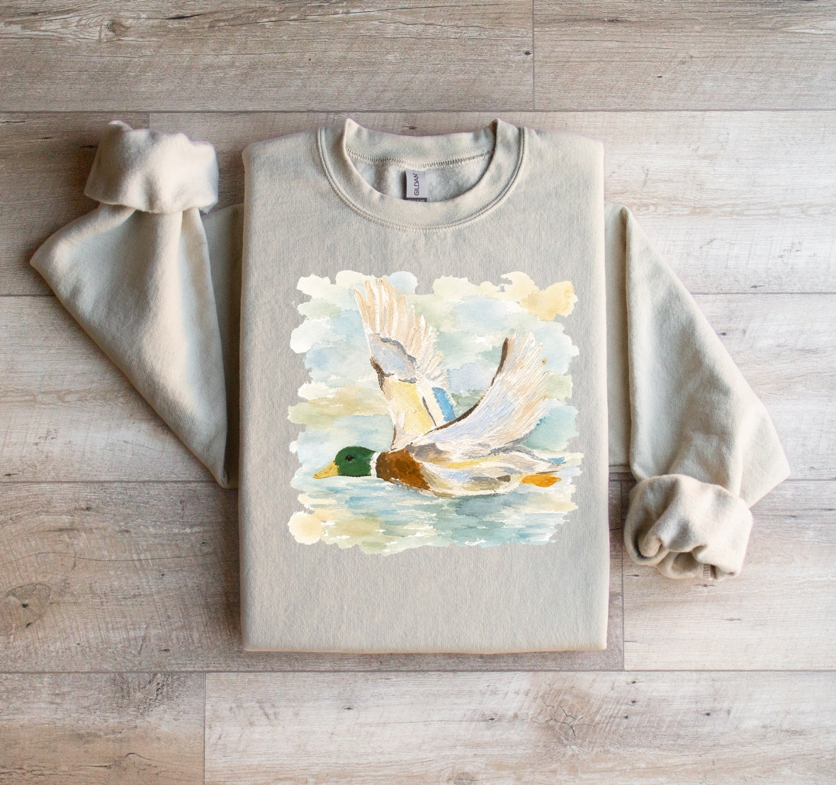 Watercolor Duck Tee or Crewneck