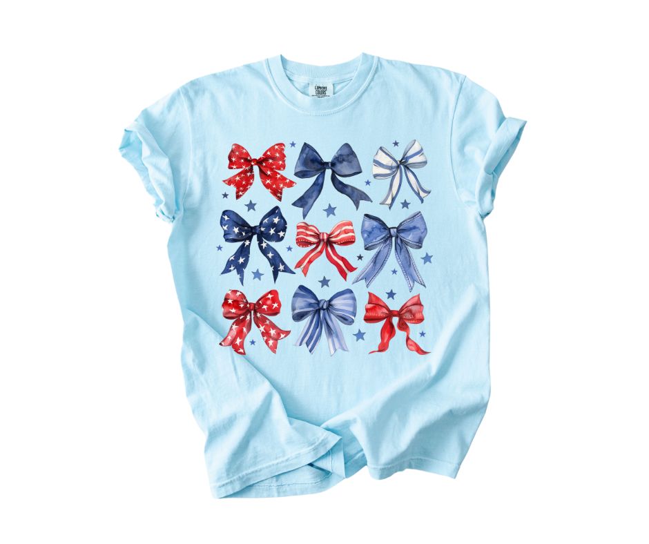 Red, White and Blue Bows Adult + Youth Shirt
