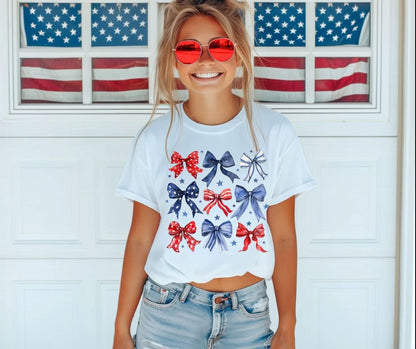 Red, White and Blue Bows Adult + Youth Shirt