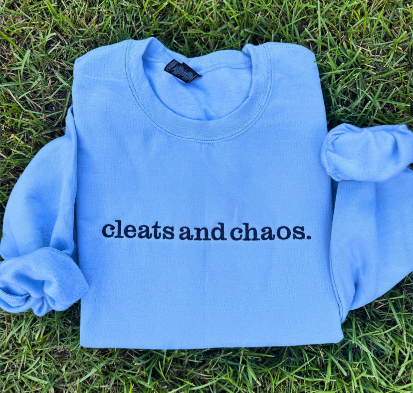 Cleats and Chaos Embroidered Tee or Crewneck
