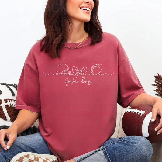 Game Day Football Bow Adult Shirt