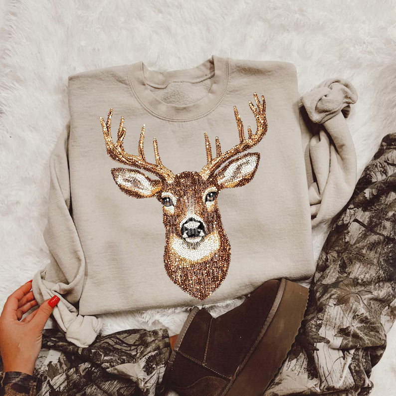 Faux Rhinestone Deer Shirt