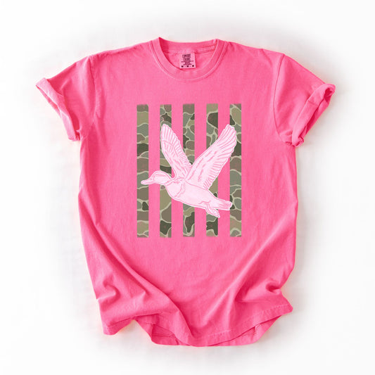 Pink Duck Camo Stripes Tee Adult + Youth