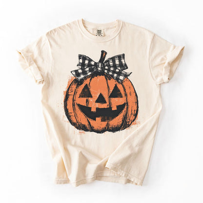 Checkered Bow Jack O' Lantern Shirt