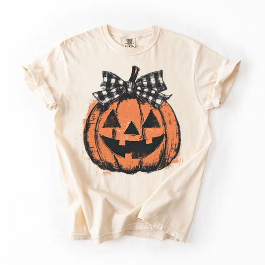 Checkered Bow Jack O' Lantern Shirt