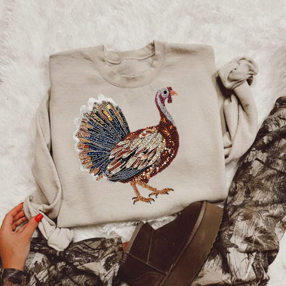 Faux Rhinestone Turkey Shirt